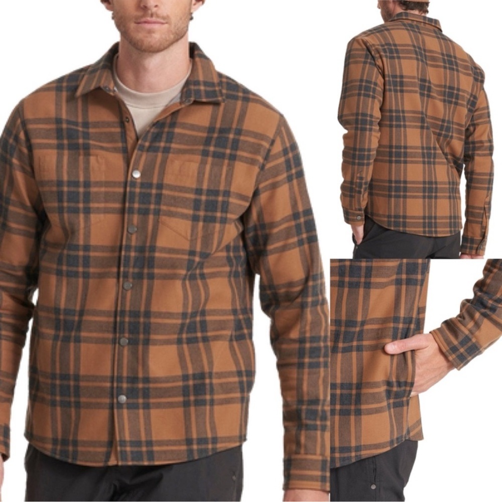 VUORI Plaid Range Shirt Jacket, Camel/Black, Medium, NWOT